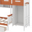 Lit superposé simple en bois double avec lit double équipé d'une armoire, de tiroirs, d'étagères et d'un éclairage à DEL