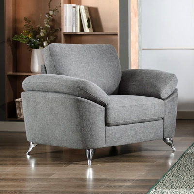 Chaise en lin 42,5 po avec pieds chromés