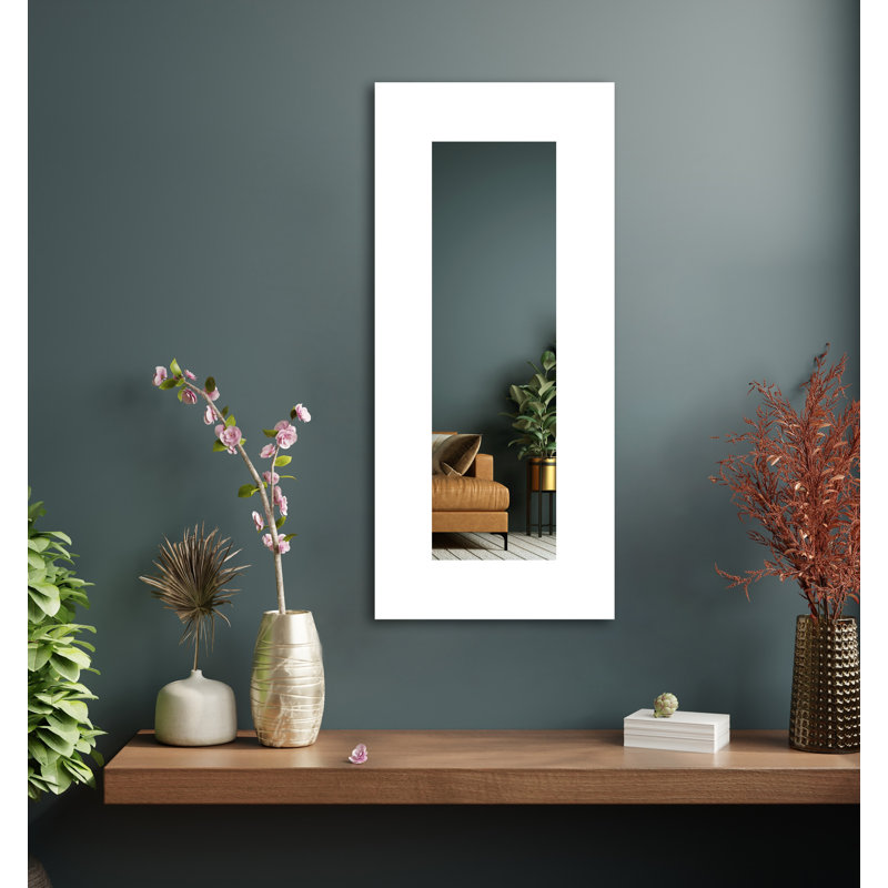 Maci Eileen Engineered Wood Flat Wall Mirror, 18" x 33", Gloss White