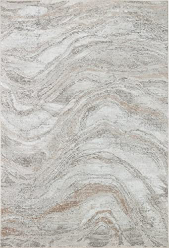 TAPIS DE GLOIREModerneRésuméAreaRugCreamGoldFaded, Rectangle 4 pi 11 po x 7 pi
