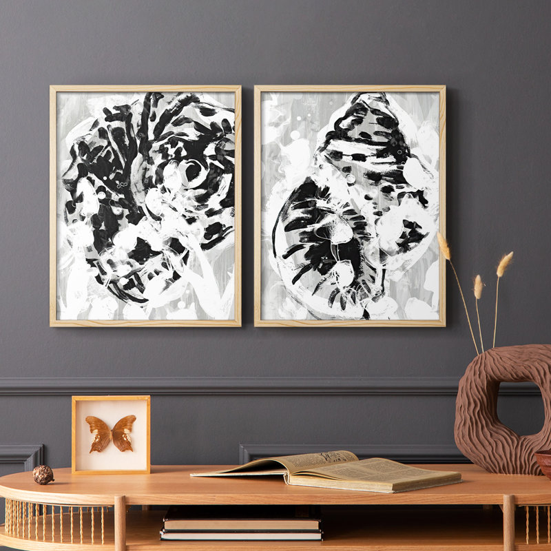 «Ocean Inkblot III», reproduction encadrée de qualité supérieure - prête à être accrochée - aucun clou requis - aucun clou requis