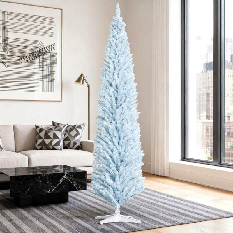 Arbre de Noël, arbre de Noël artificiel 8 pi avec branches réalistes et 618 pointes, base en plastique, Blanc, H 8 pi