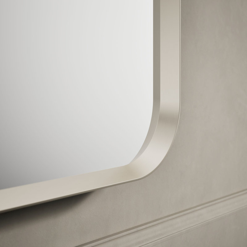 Miroir de salle de bain mural, Nickel brossé, 34 po x 22 po