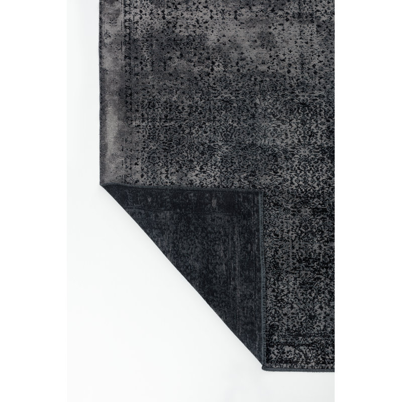 Rapture Gray/Black Damask Luxury Area Rug, Rectangle 7'10" x 11'2"