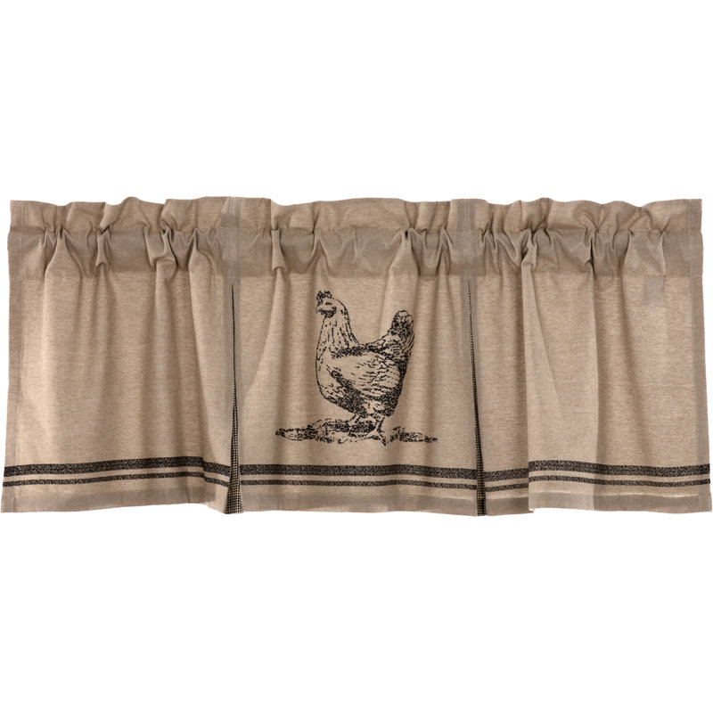 Sawyer Mill Cotton Tailored Window Valance, 20" W x 60" L, Charcoal/Khaki