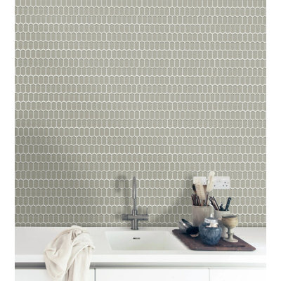 Stretched Hexagon Metallic 10-In X 12-In Glass Mosaic Wall Tile(0.83-Sq. Ft/ Piece)