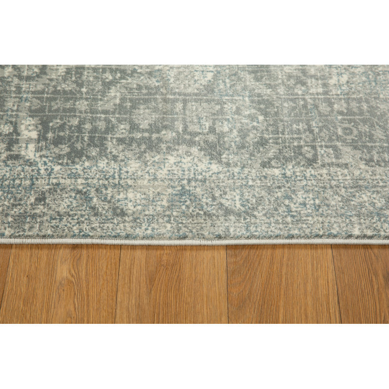 Ostergren Collection Grey/Blue Transitional Oriental Area Rug, Rectangle 9'5" x 13'