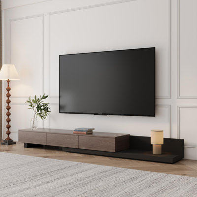  Meuble télé extensible en bois manufacturé l 74,87 po Carmavy avec tiroirs de rangement et tablette ouverte