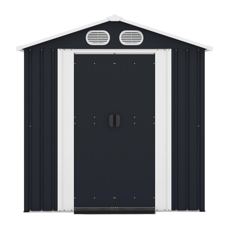 8x6 FT Outdoor Metal Storage Shed,Lockable Sliding Door Tool Shed with Air Vents,Waterproof UV-Resistant for Backyard,Garden & Patio