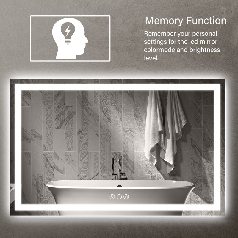 Janisia Glass Rectangle LED Mirror, 36" x 60"