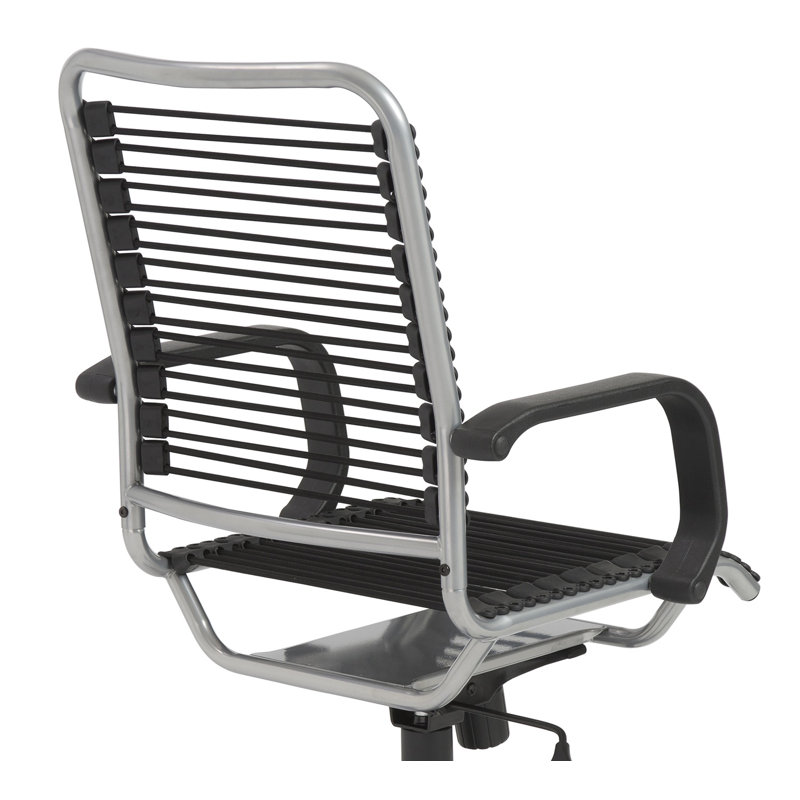Chaise de travail pivotante à hauteur réglable en acier Juyne , Similicuir noir, Argenté / Noir