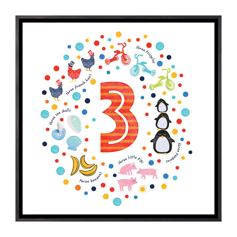 3 - Impression d'art graphique, Pas de tapis, Toile avec cadre noir patiné, H 18 po x l 18 po x 1,5 po