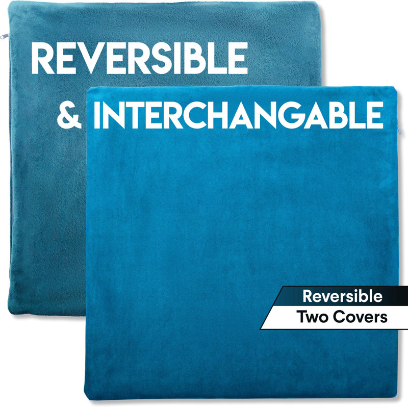 2 pièces luxueuses en duvet carré haut de gamme, 16 po x 16 po, Bleu Rodeo, Housse de coussin seulement - sans insert