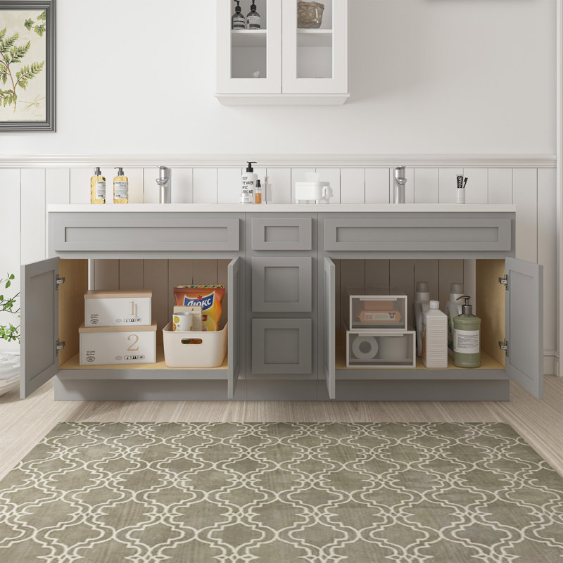 84'' Double Bathroom Vanity Base Only, Gray