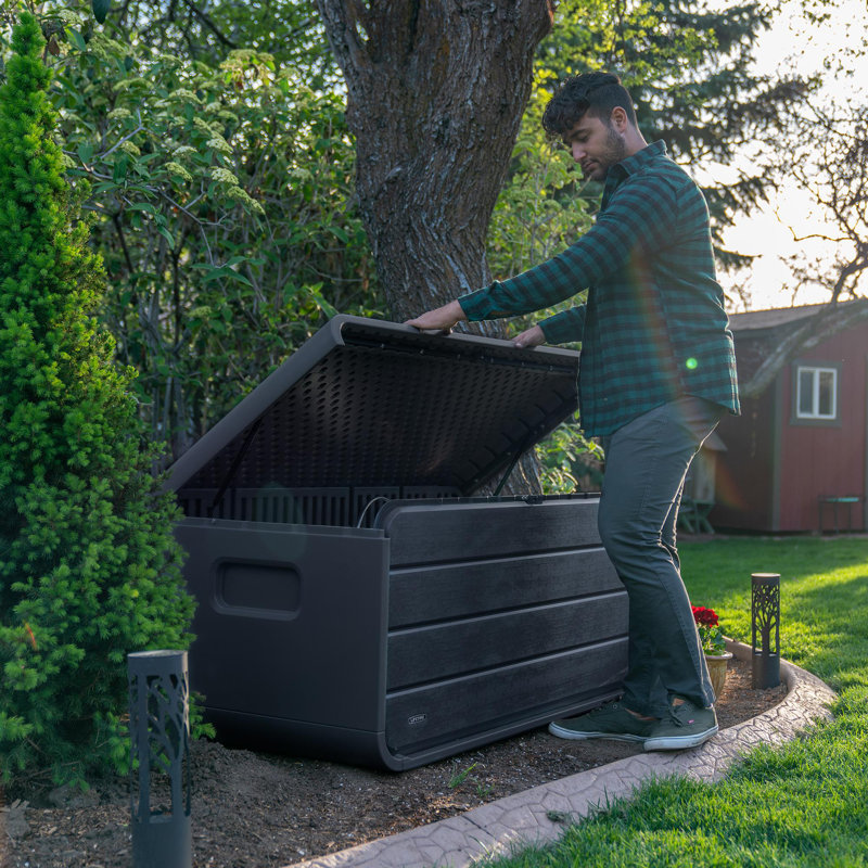 Lifetime 28.3" W 136 Gallons Water Resistant Polyethylene Plastic Lockable Modern Outdoor Deck Box