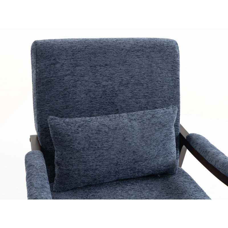 Chaise berçante en bois massif, Bleu