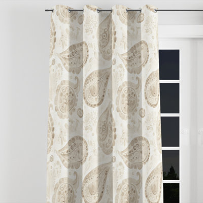 Modern Curtains for bedroom - Beige Paisley Floral Grommet Curtain - 1 Panel