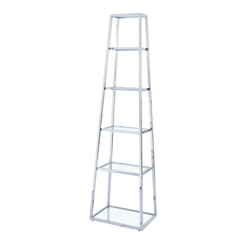 46cm W Iron Ladder Bookcase, 151.5cm H x 53cm W x 44cm D, Silver