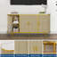 Buffet 50 po moderne avec rangement, console de bar Mid-Century cannelée avec plateau en faux marbre, portes coulissantes à profil courbé pour la cuisine, le salon et le vestibule
