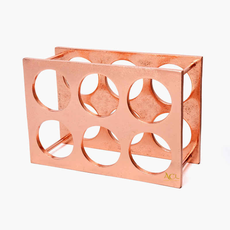 Kroh 6 Bottle Tabletop Wine Bottle Rack, Rose Gold