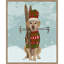 «Yellow Labrador Skiing» par Fab Funky, impression sur toile encadrée