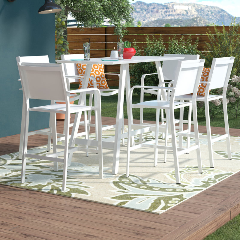 Ensemble de tabourets de bar d'extérieur en aluminium 6 pièces Sunset