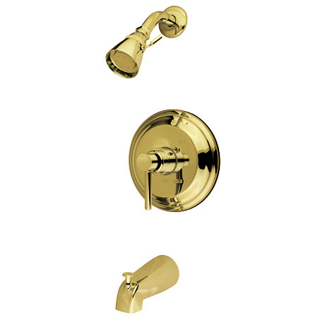 Garniture de robinet de douche et baignoire à pression équilibrée South Beach, Laiton poli