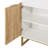White And Gold Storage Cabinet With 2 Doors, Modern Herringbone Accent Cabinet Buffet Sideboard With Adjustable Shelves For Living Room Dining Room Entryway