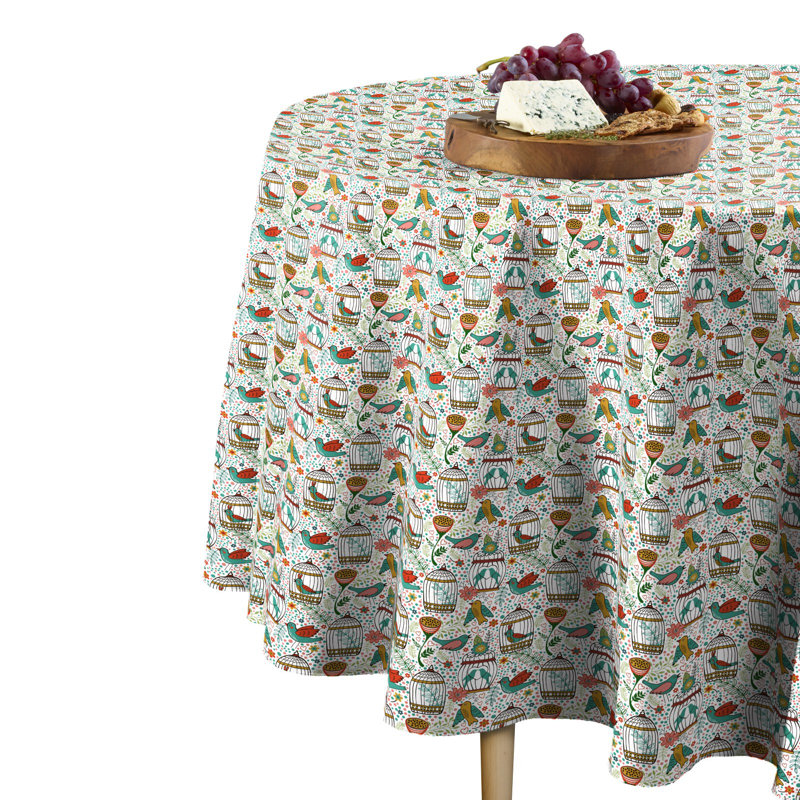 Jailyn Birds and Flowers Tablecloth, 90" L x 90" W