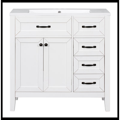 Omani 35.98'' Single Bathroom Vanity with Ceramic Top