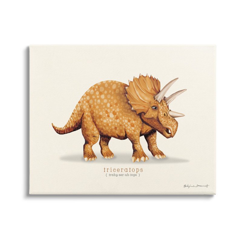 «Triceratops Dinosaur» informatif par Sally Swatland - impression, H 24 po x l 30 po x P 1,5 po, Toile tendue