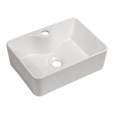 Lavabo de salle de bain rectangulaire en céramique blanche 16 "X12"