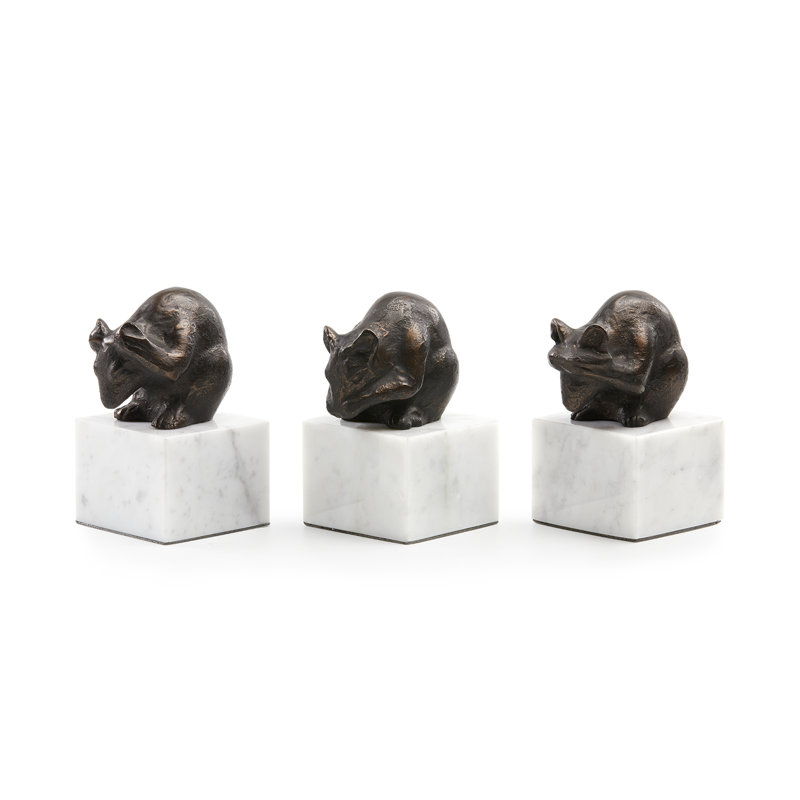Mouse Statue, Bronze/White
