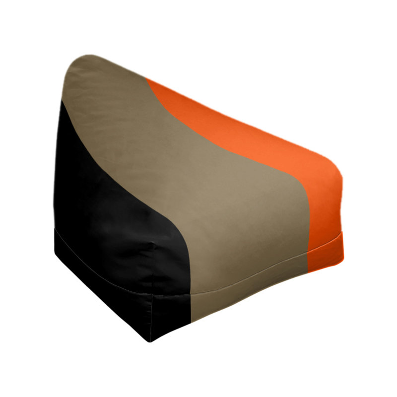 Bean Bag Cover, 30" H x 27" W x 2" D, Black/Metallic Gold/Orange