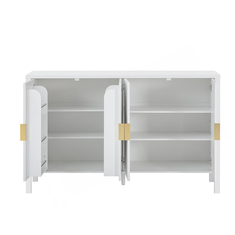 57'' Wide Sideboard With Adjustable Shelves, White