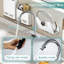 Robinet de cuisine en acier inoxydable à un trou à finition arquée à un trou avec fonction double, pivotant sur 360 ° et rangement pour couverts en acier-130544757