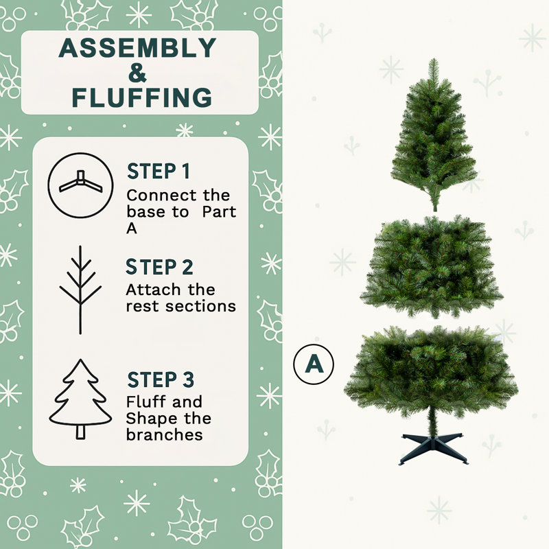 6FT Unlit Artificial Christmas Tree With 490 Tips – Full PVC Branches, Classic Green Holiday Tree For Indoor Home, Office, Dorm, With 4-Leg Stand
