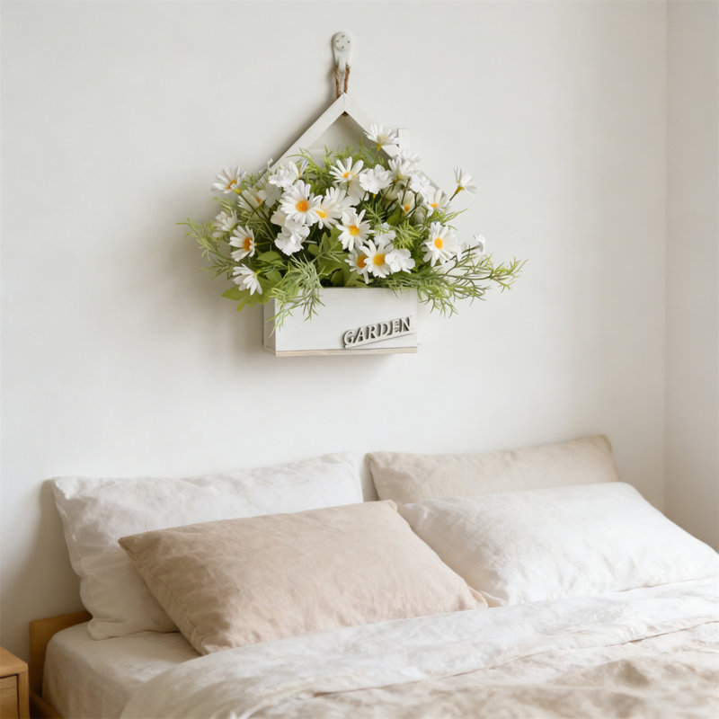 Fleur artificielle murale, Blanc