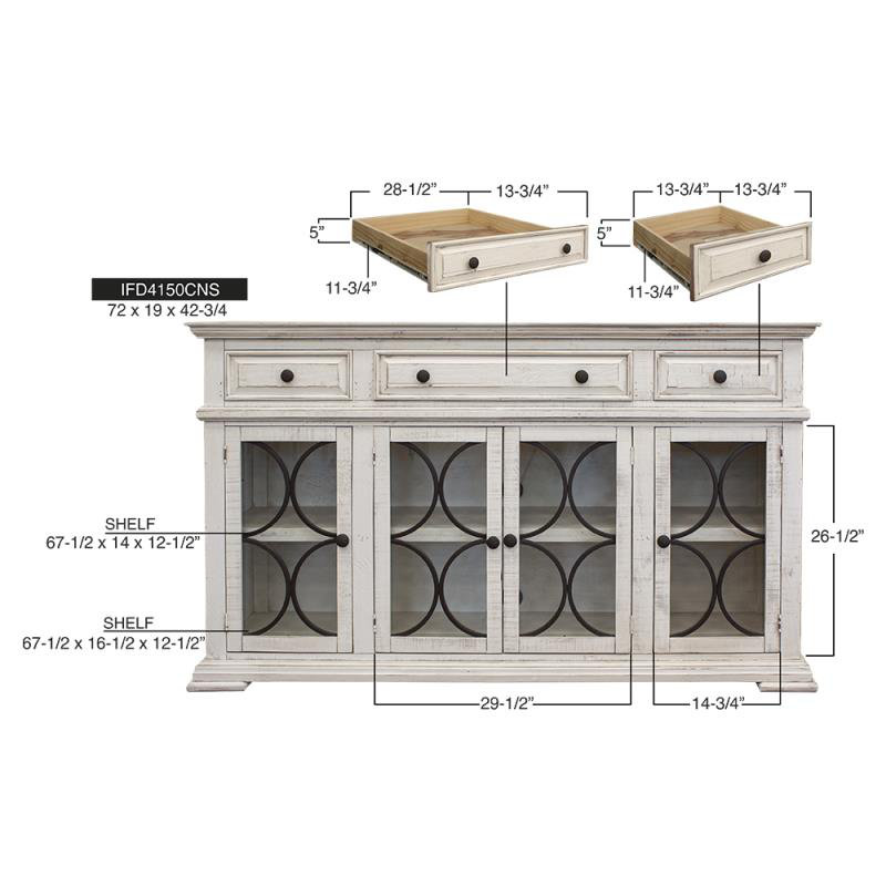 Jeterson 73.5'' Console Table, Ivory