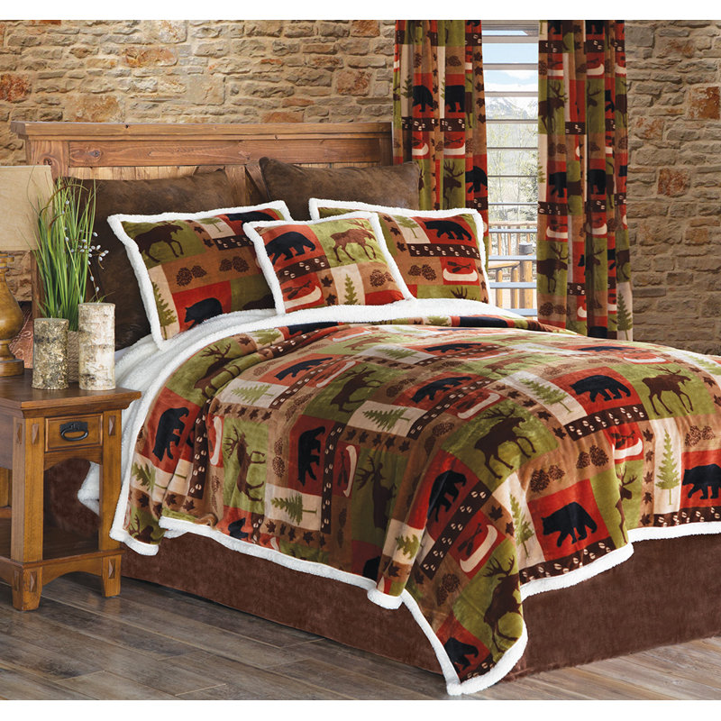 Rustic Multicolor Patchwork Lodge Queen Comforter Set