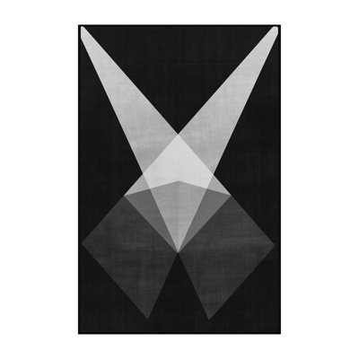 Soft Plush Mondale Spotlight Stage Light Modern & Contemporary Geometric Area Rug in Black – Black Binding