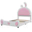 Lit plateforme tapissier avec tête de lit en forme de lapin