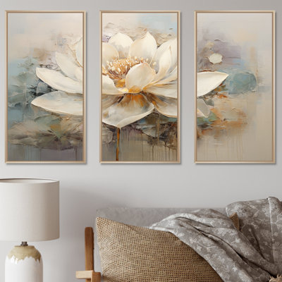 Antique Lotus Connection I - Lotus Wall Art Print Set