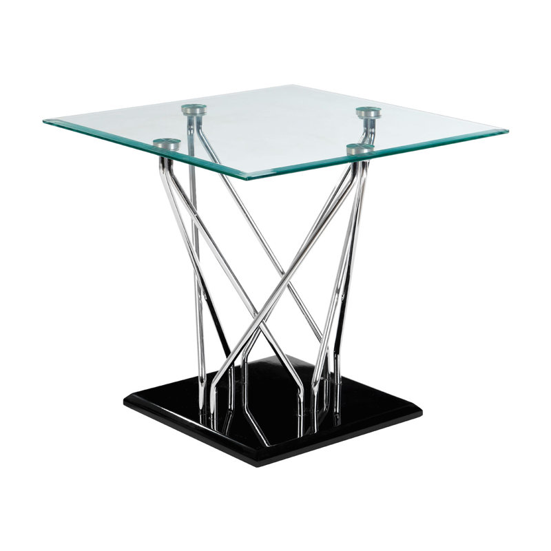 Hallow Glass Top Cross Legs End Table