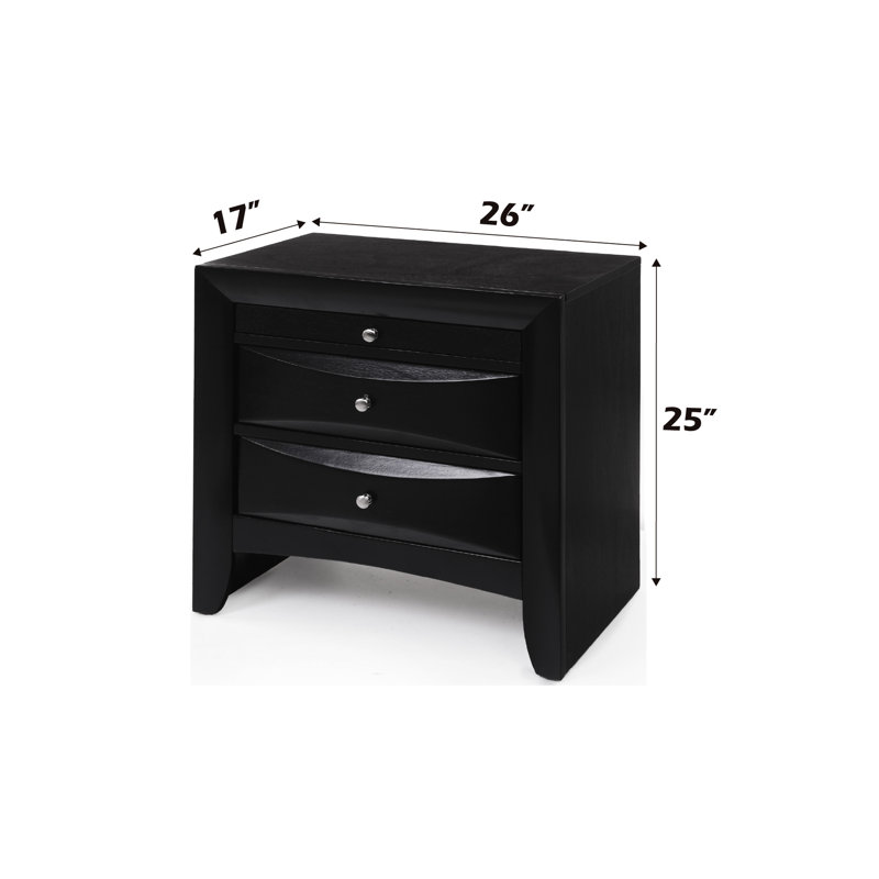 Stylish Nightstand With Ample Drawer And Tray Storage Featuring Two Large Drawers A Practical, Black