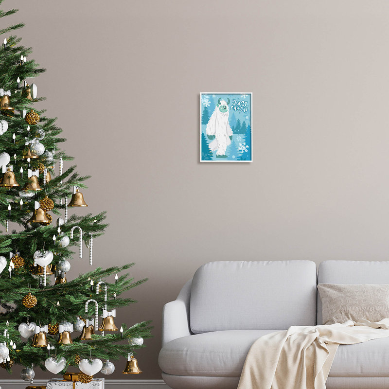 Just Chillin Funny Winter at-234, H 14 po x l 11 po x P 1,5 po, Giclée encadrée blanc bord de mer
