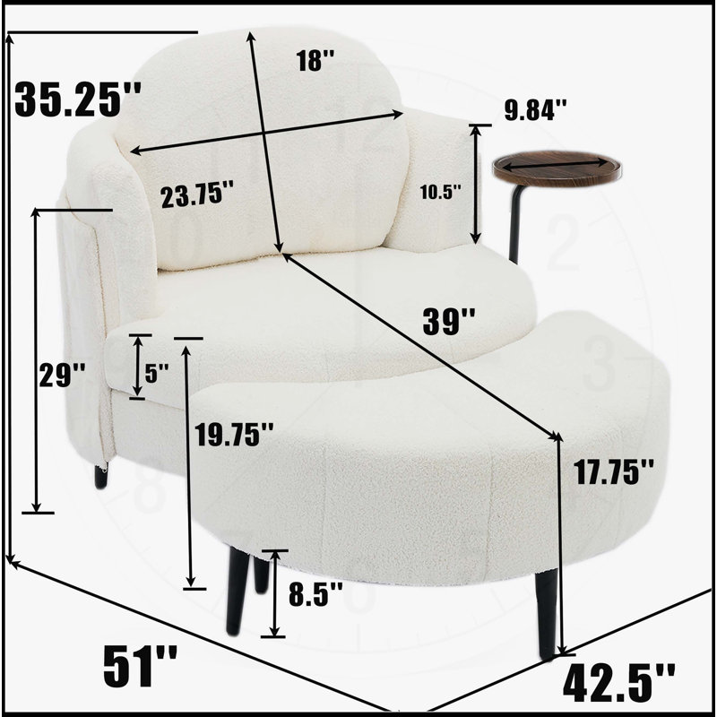 Fauteuil simple confortable avec accessoires polyvalents pour la détente, Blanc