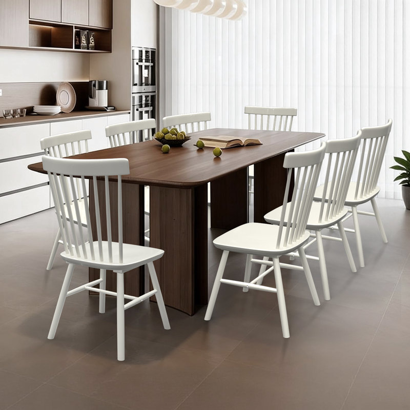 Ensemble de 8 chaises de salle à manger Windsor, Blanc, 8