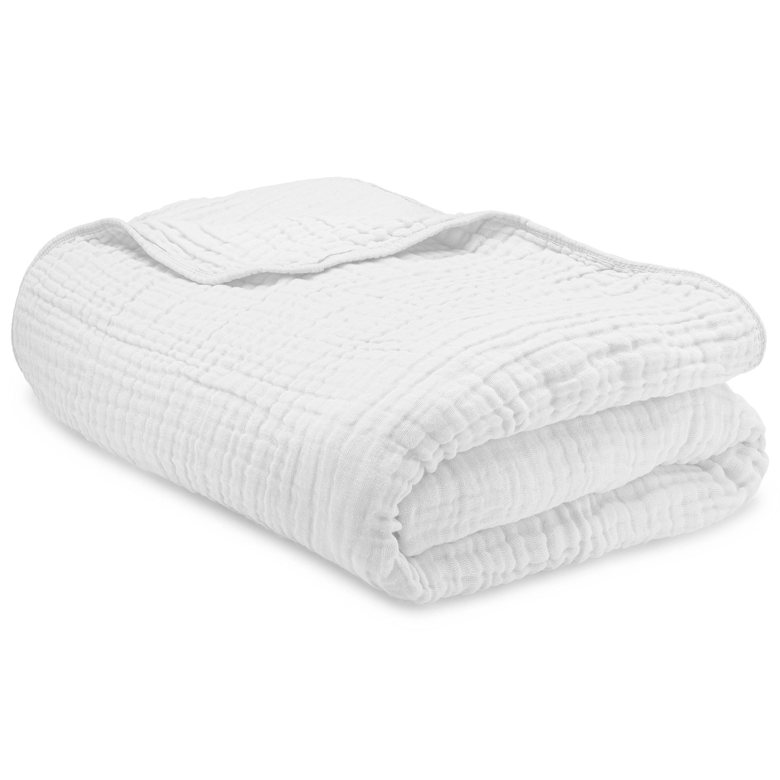 Karlina Cotton Muslin Throw Blanket, Twin, White