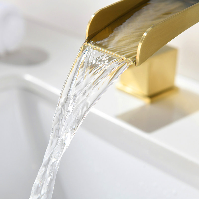 2-handle Bathroom Faucet with Drain Assembly, Brushed Gold